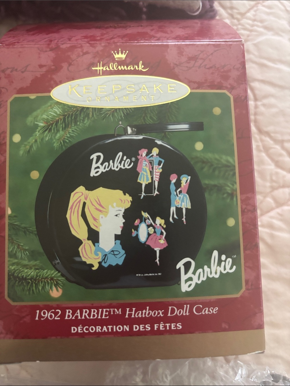 1962 Barbie Hatbox Doll Case Ornament   NIB